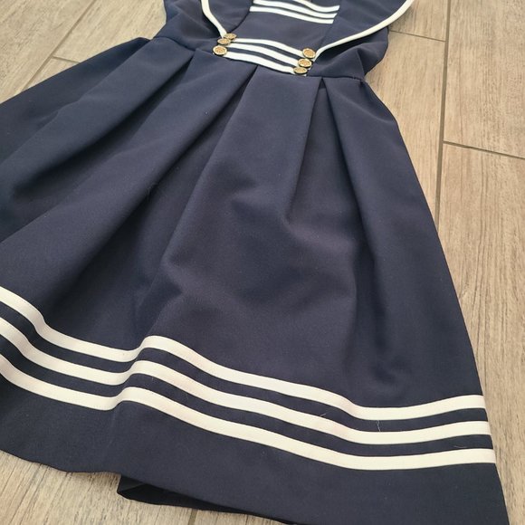 Bonnie Jean girls nautical navy blue and white sleeveless dress size 6X - Picture 9 of 11